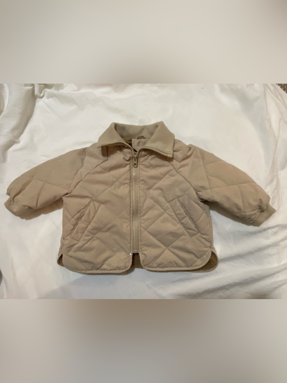 Zara Kids Quilted Tan Jacket 12-18 mos